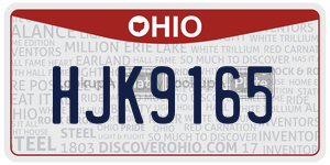 HJK9165 license plate in Ohio