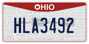 HLA3492  license plate in OH