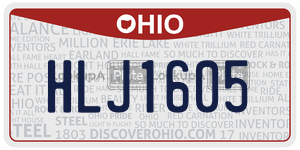 HLJ1605 license plate in Ohio