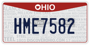 HME7582 license plate in Ohio