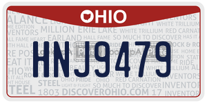 HNJ9479 license plate in Ohio