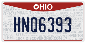 HNQ6393 license plate in Ohio