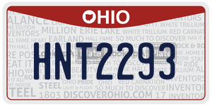 HNT2293  license plate in OH