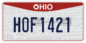 HOF1421  license plate in OH