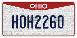 HOH2260 license plate in Ohio