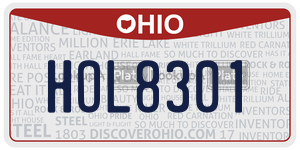 HOL8301  license plate in OH