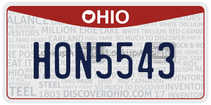 HON5543 license plate in Ohio
