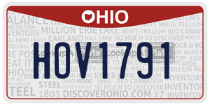 HOV1791  license plate in OH