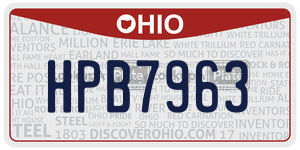 HPB7963 license plate in Ohio