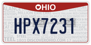 HPX7231 license plate in Ohio
