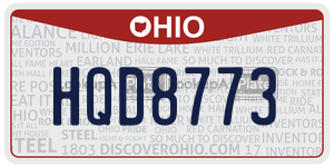 HQD8773  license plate in OH