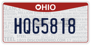 HQG5818 license plate in Ohio