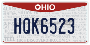 HQK6523  license plate in OH