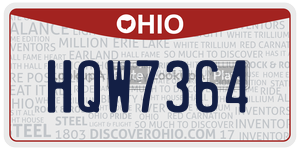 HQW7364 license plate in Ohio