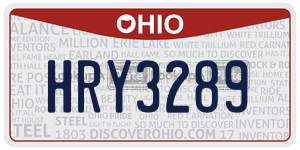 HRY3289  license plate in OH