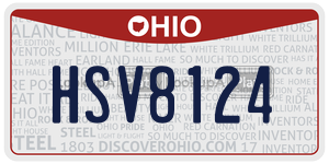 HSV8124 license plate in Ohio