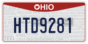 HTD9281 license plate in Ohio