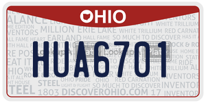 HUA6701  license plate in OH