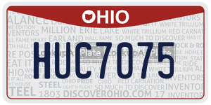 HUC7075 license plate in Ohio