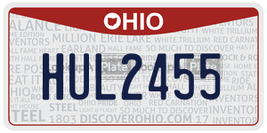 HUL2455 license plate in Ohio