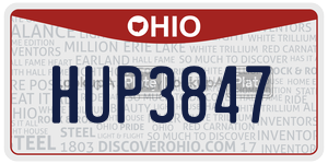 HUP3847  license plate in OH
