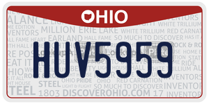 HUV5959 license plate in Ohio