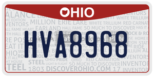 HVA8968  license plate in OH