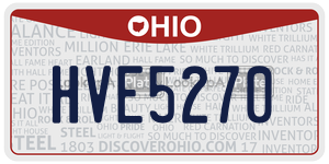 HVE5270 license plate in Ohio