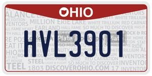 HVL3901 license plate in Ohio