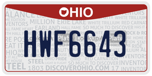 HWF6643  license plate in OH