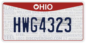 HWG4323  license plate in OH