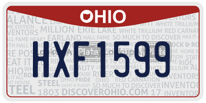HXF1599 license plate in Ohio