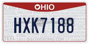 HXK7188 license plate in Ohio