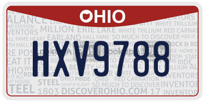HXV9788  license plate in OH