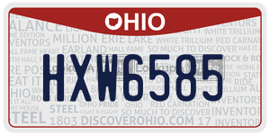 HXW6585 license plate in Ohio