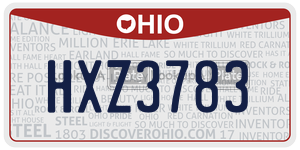HXZ3783  license plate in OH