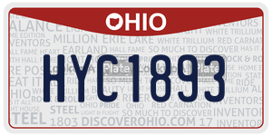 HYC1893 license plate in Ohio