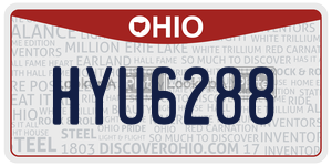 HYU6288  license plate in OH