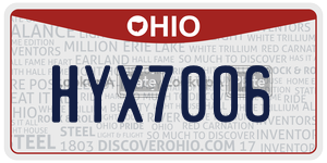 HYX7006 license plate in Ohio