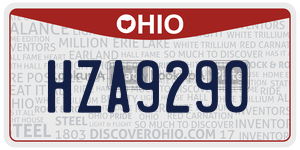 HZA9290  license plate in OH