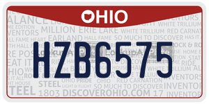 HZB6575 license plate in Ohio