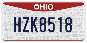 HZK8518 license plate in Ohio