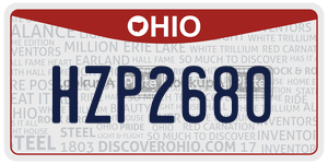 HZP2680 license plate in Ohio
