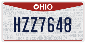 HZZ7648 license plate in Ohio