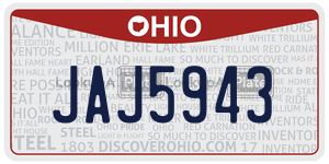 JAJ5943 license plate in Ohio