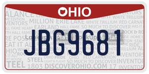 JBG9681  license plate in OH