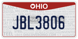 JBL3806 license plate in Ohio