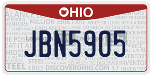 JBN5905  license plate in OH
