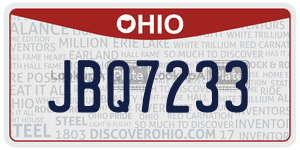JBQ7233  license plate in OH