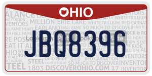 JBQ8396 license plate in Ohio